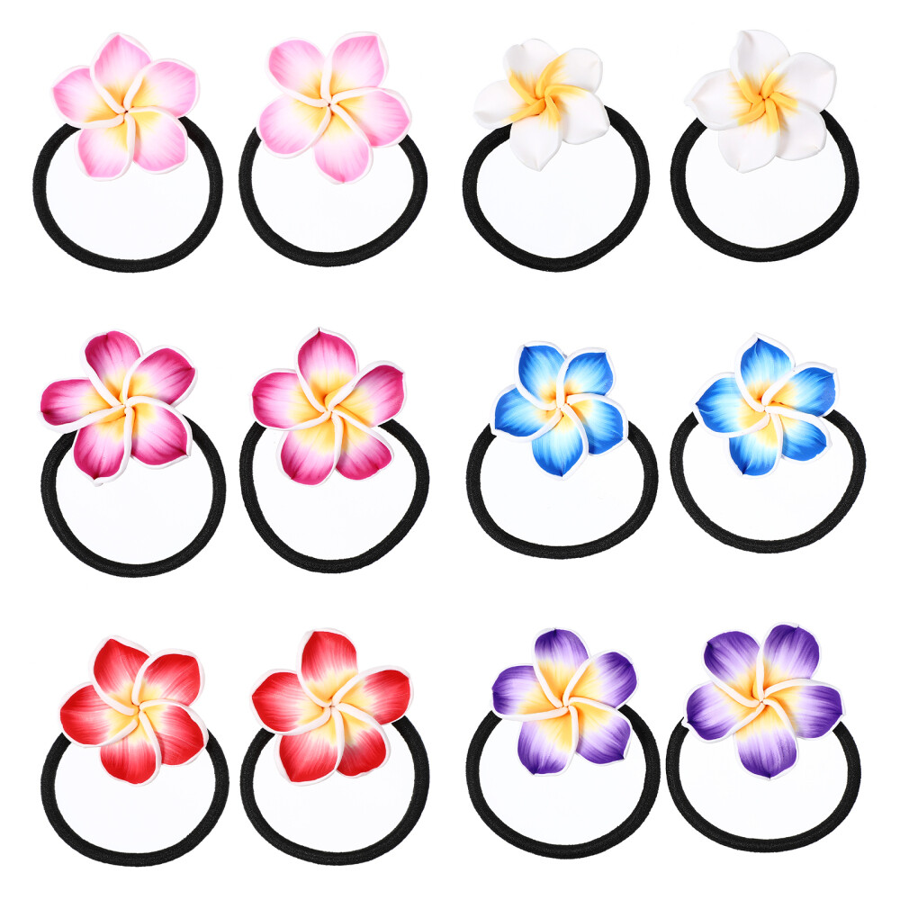12PCS Elastic Plumeria Hair Ties Hawaiian Hairbands for Women