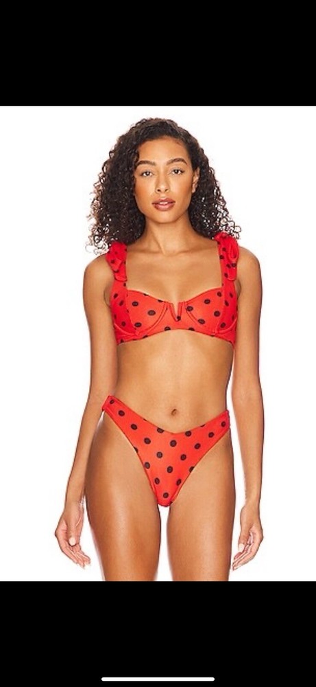 Beach Riot Blaire Scarlet Polka Dot Swim Top Size M