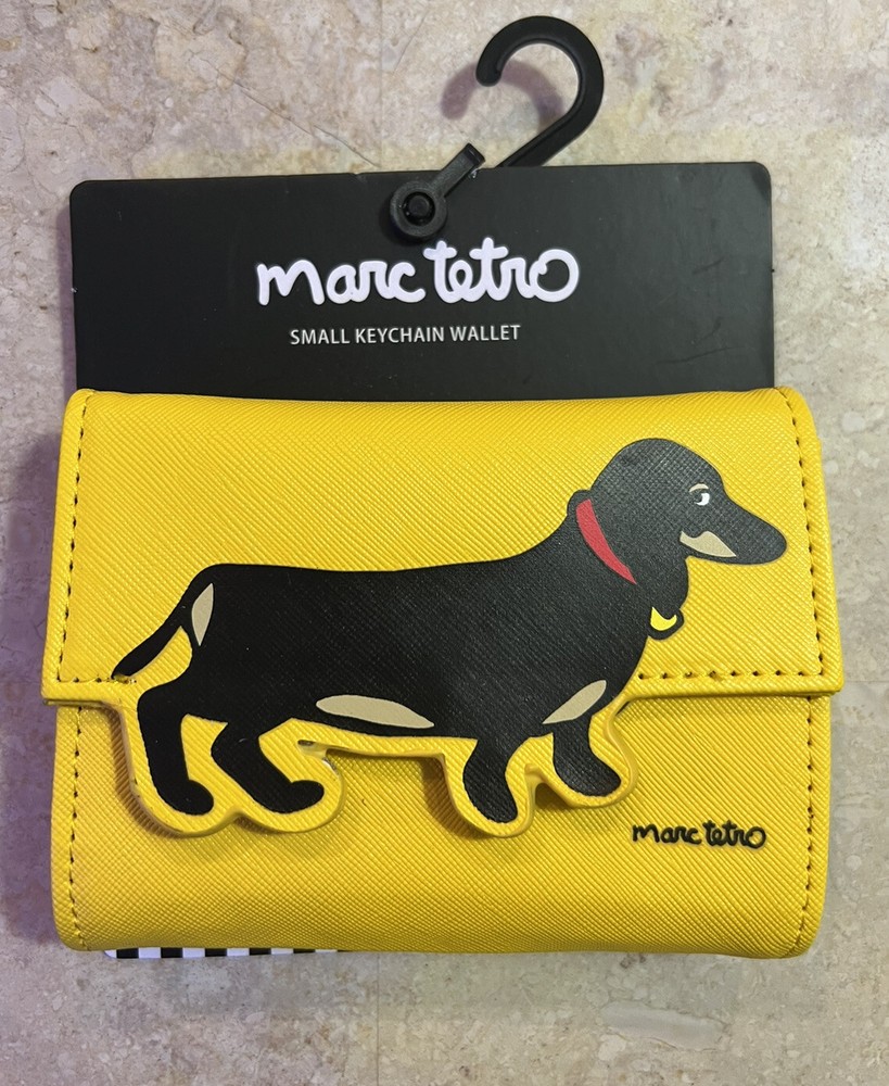 Dachshund Keychain Wallet by Marc Tetro wiener dog Yellow HTF New With Tags
