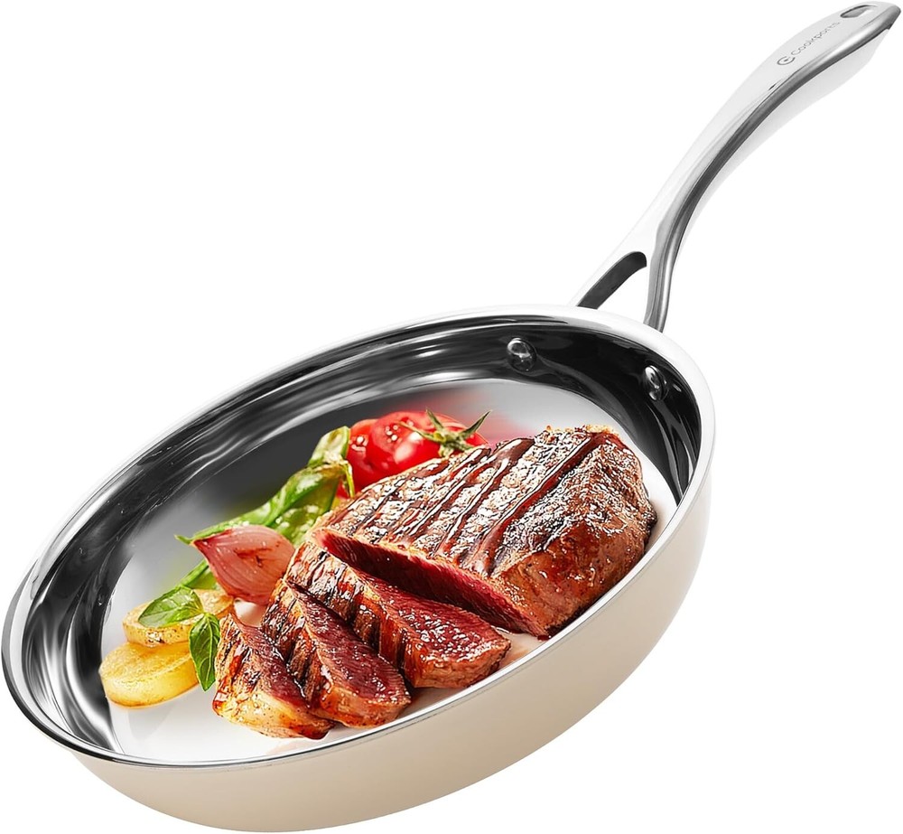 10-Inch Ceramic Non-Toxic Oven Safe Frying Pan with Stainless Steel Base