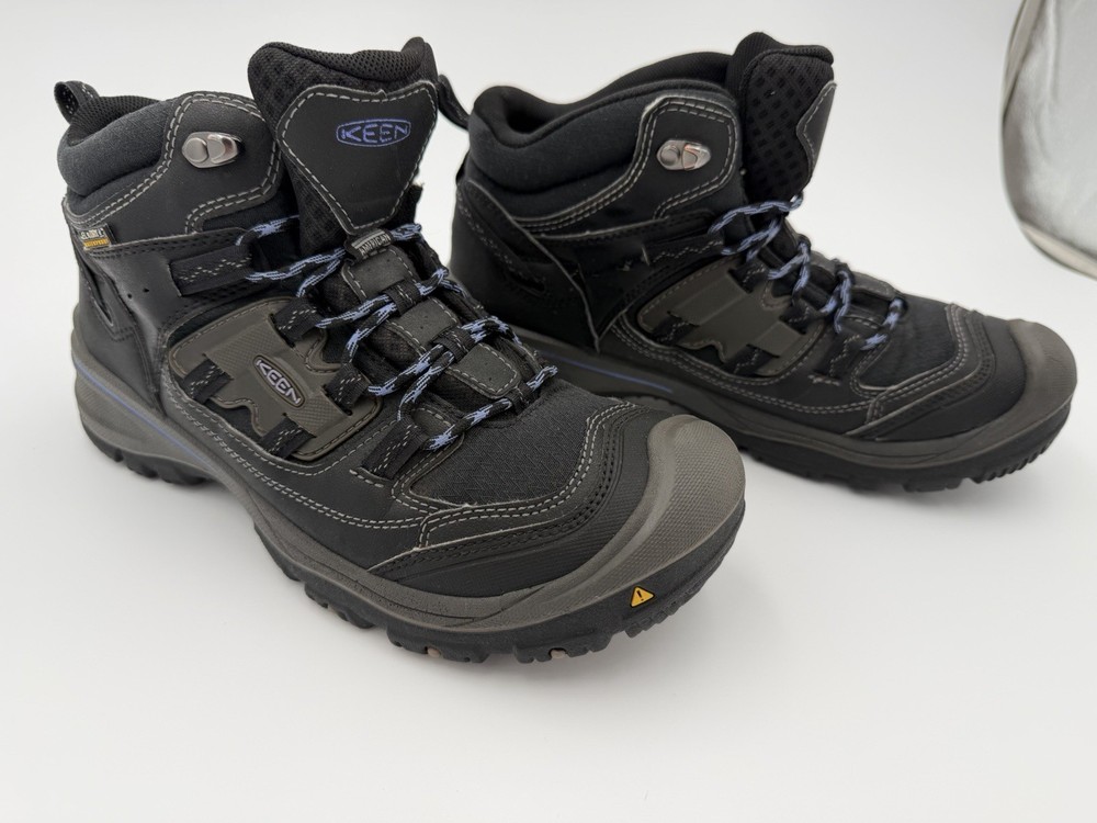 KEEN Women Black Gray Hiking Boots Trail Rugged Outdoor Footwear Lace Up