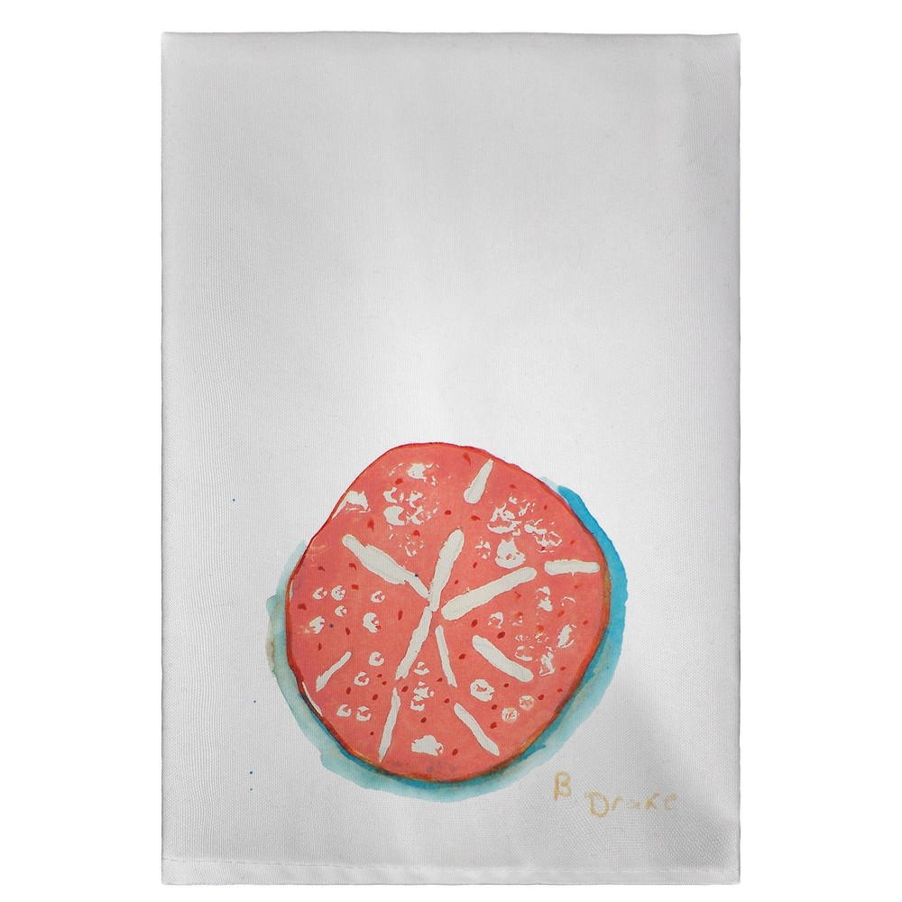 Betsy Drake Coral Sand Dollar Embroidered Guest Hand Towel