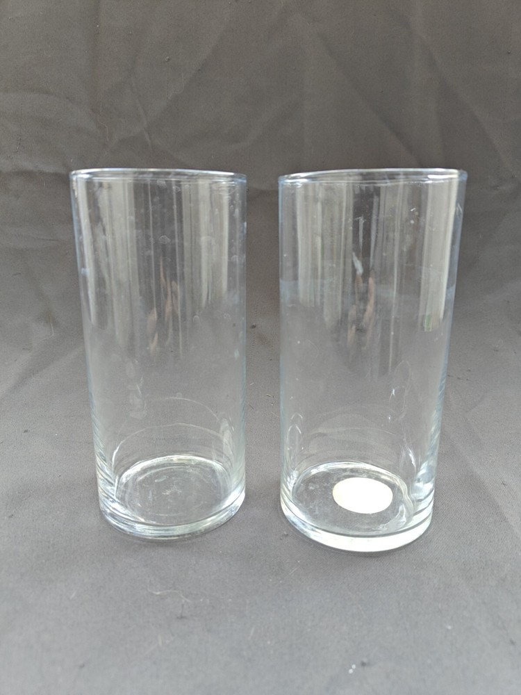 Pair Clear Glass Round Cylinder Vase Versatile Size Shape Candle Floral Centerpi