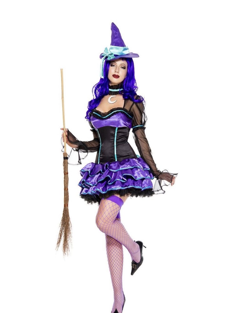 Wonderous Witch Woman Costume Ladies Halloween Outfit Adult Fancy Party Dress XL
