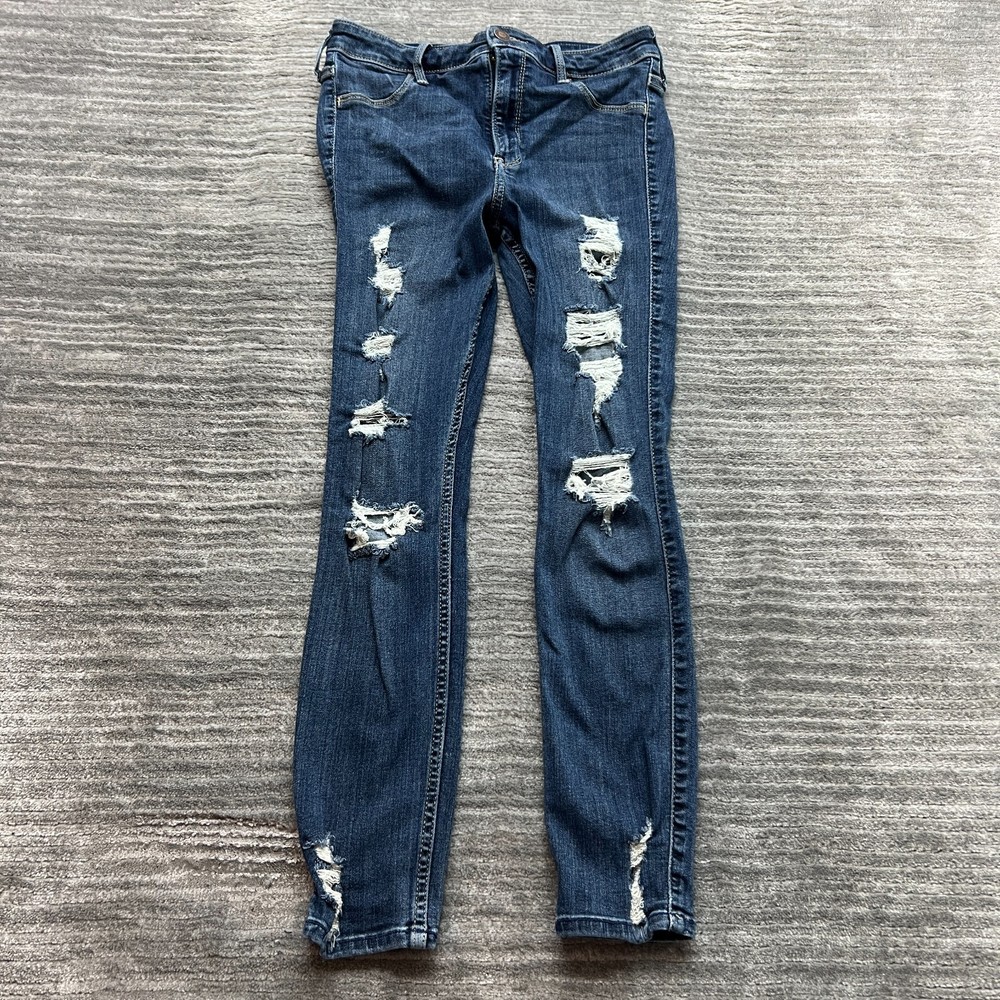Hollister Jeans Size 5R W27 L26 Womens High Rise Crop Jean Legging Blue Denim