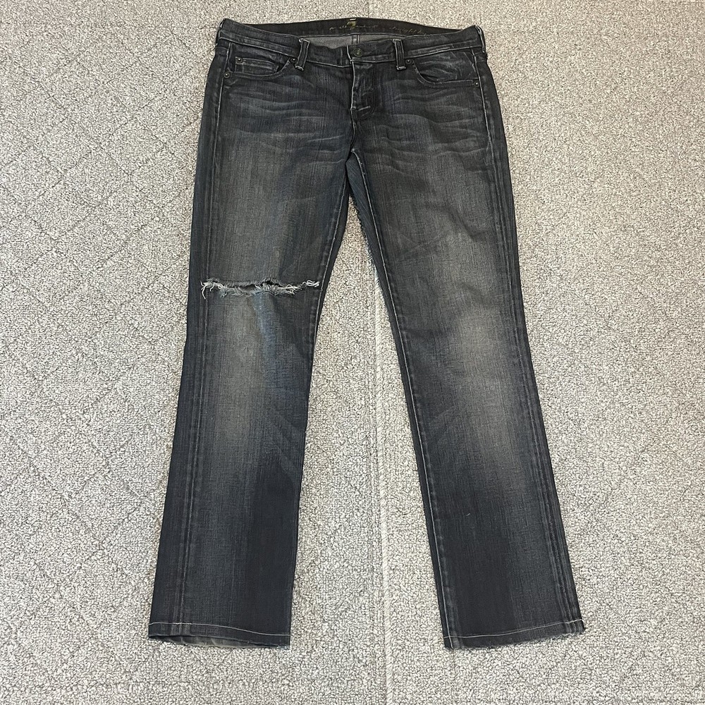 7 For All Mankind Womens Dark Wash Blue Straight Leg Jeans Size 30
