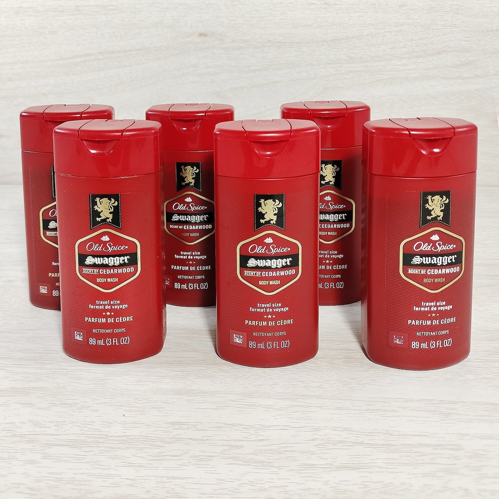 6 Old Spice Swagger Body Wash Travel Size 3 Oz Each Cedarwood Airplane Compliant