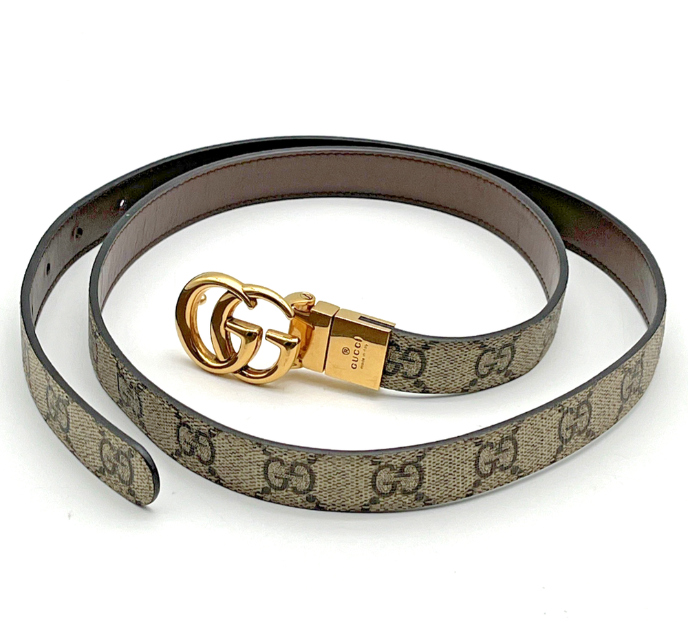 Authentic Gucci GG Marmont Reversible Belt with Gold Buckle 95-38