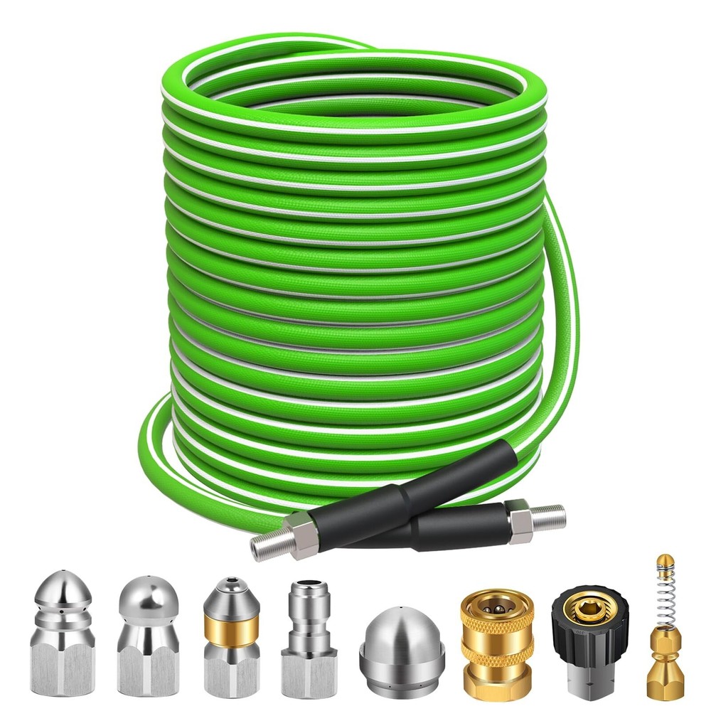 Sewer Jetter Kit for Pressure Washer 100 FT, 5800 PSI Pressure Drain Cleaner ...