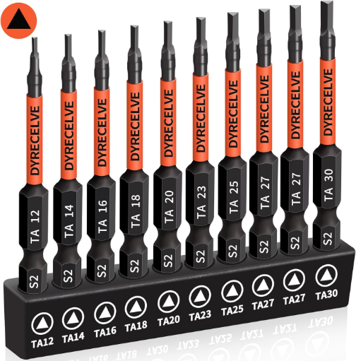 10-Pack S2 Steel Triangle Screwdriver Bits 2.56 Inch Premium Set