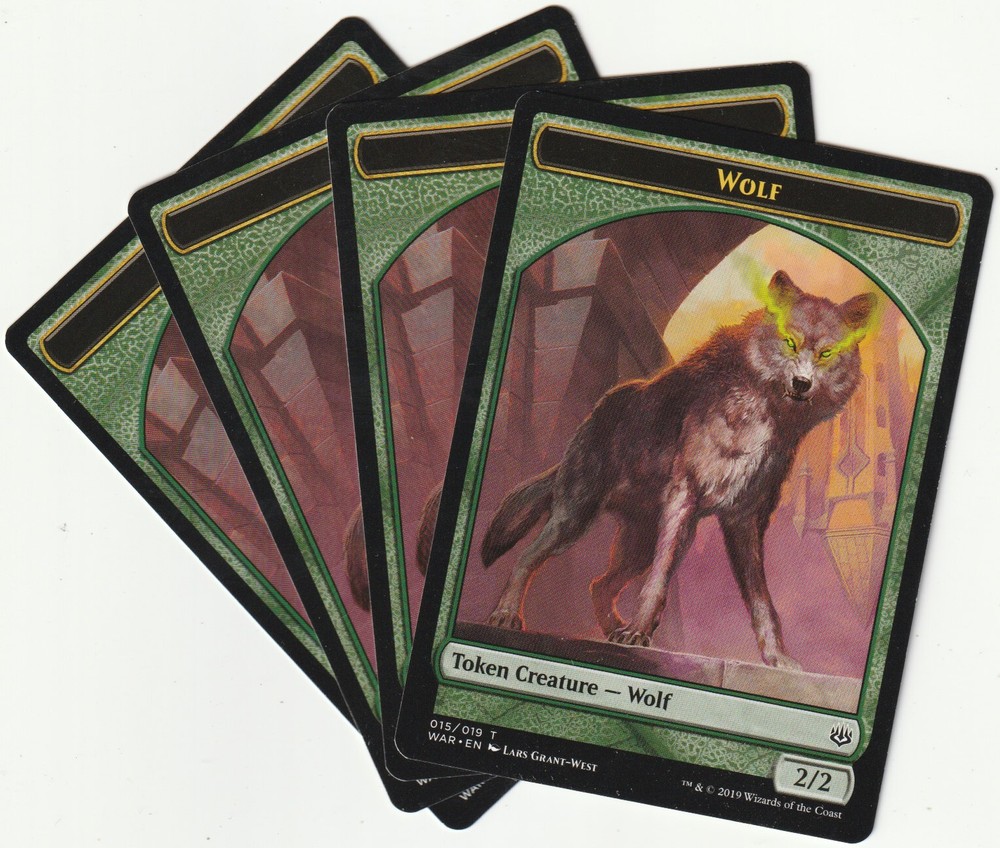 MTG WAR 2019 4x Wolf Token Green Creature Playset EN