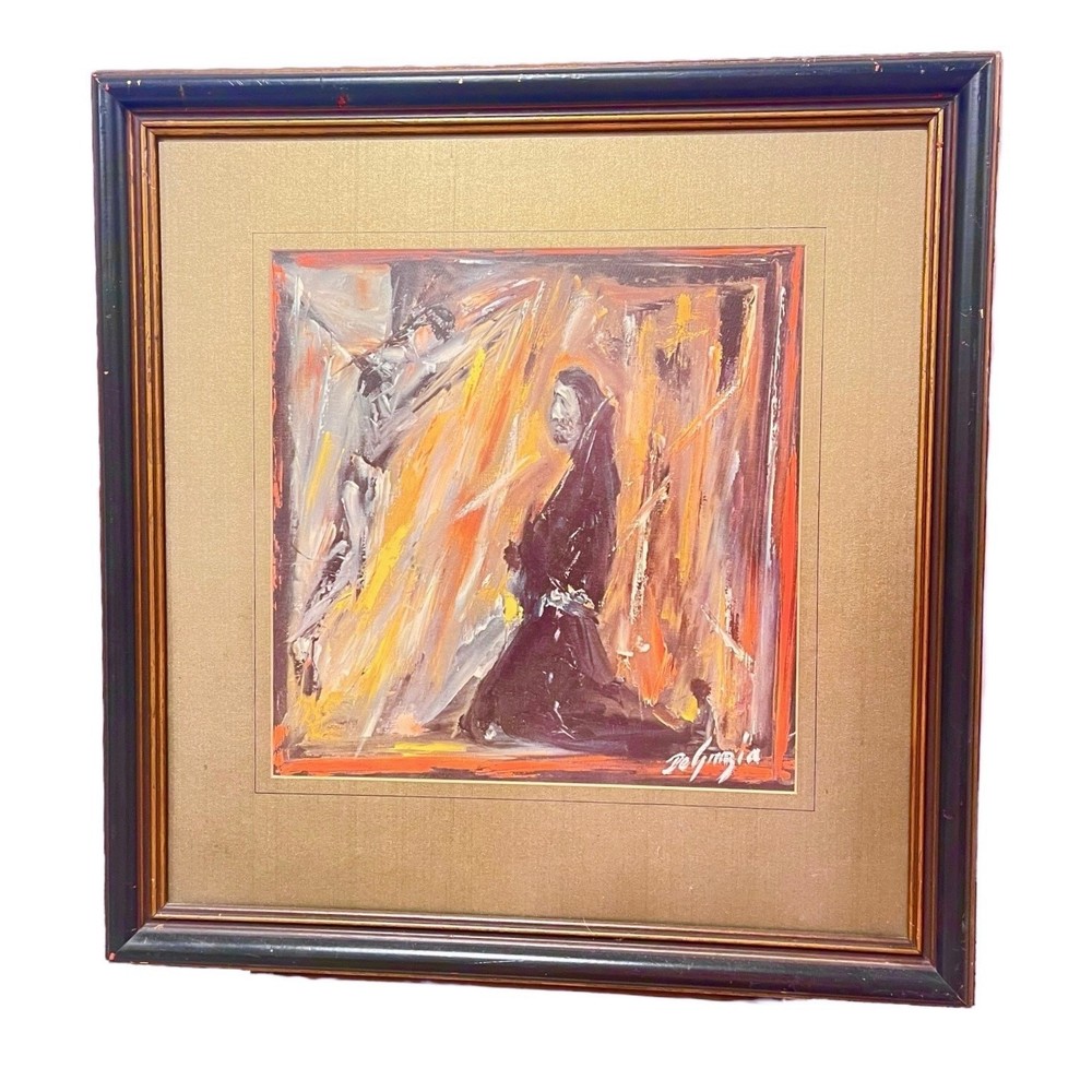 Ettore Ted DeGrazia Framed Art Print 1962 Padre Kino Prays 22x23 Father Kino Vtg