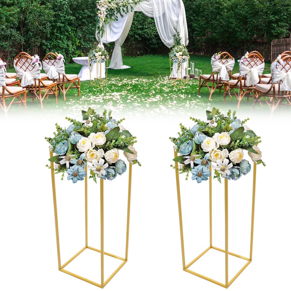2 Metal Floor Stand Column Cube Flower Holders for Wedding Backdrop Decor  