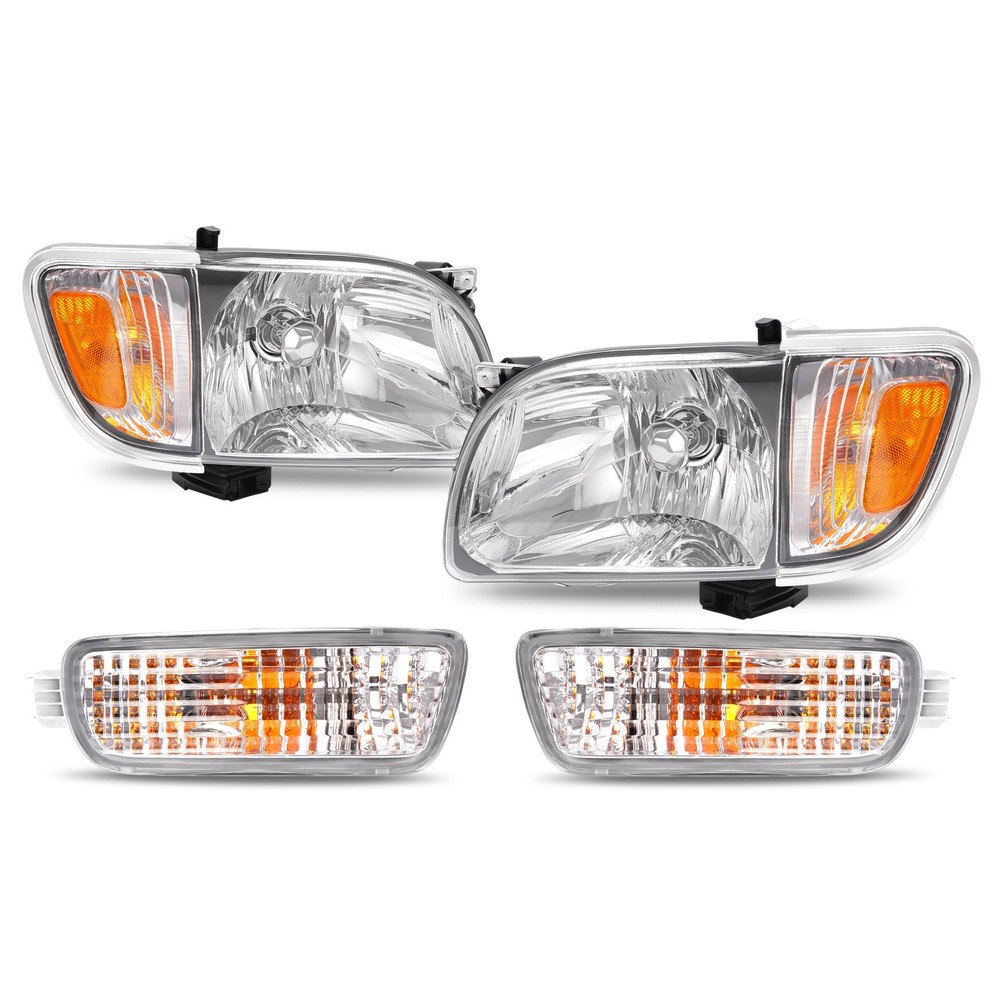 For 2001-2004 Toyota Tacoma Chrome Headlights+Corner Signal Lights+Bumper Lamps