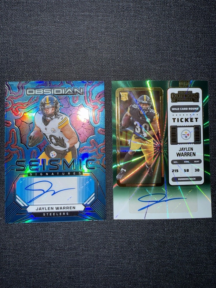 2022  Panini Contenders Jaylen Warren Rookie Ticket Green + Obsidian Auto /25!