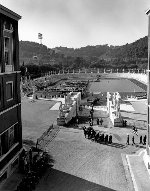 Athletes In Opening Ceremony At The Olympics In Rome 1960 Old Photo