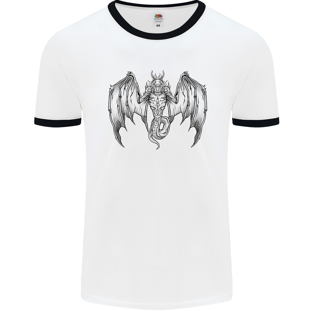Serpent Dragon Gothic Fantasy Heavy Metal Mens Ringer T-Shirt