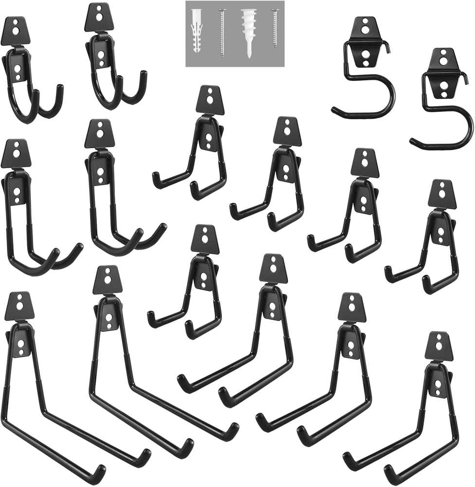Heavy-Duty Embedded Welded Garage Hooks 16-Pack for Utility Storage