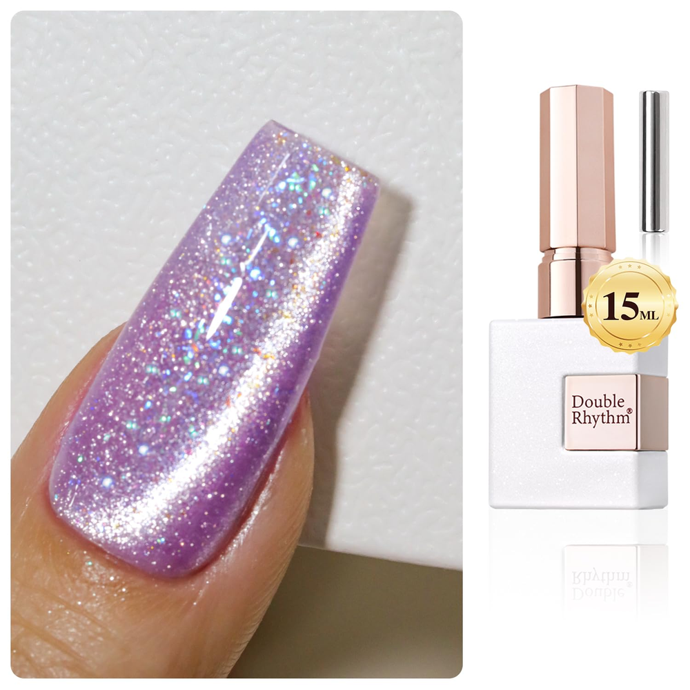 0.5oz Cat Eye Gel Polish with Magnet - 15ML Holographic Glitter Shimmer Translucent Nail Lacquer