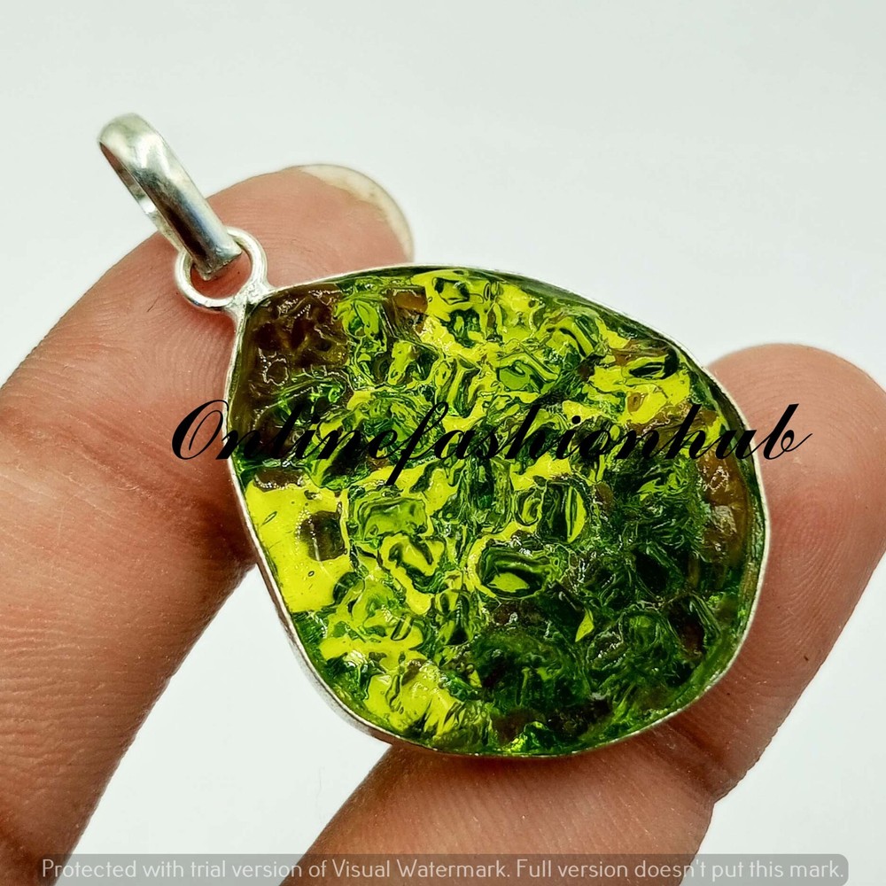 Christmas Sale !! Moldavite Gemstone 925 Sterling Silver Plated 1 PC Pendant-image
