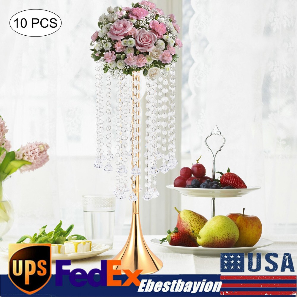 10x Gold Flower Vases Trumpet Tall Vase Wedding Centerpieces Party Table Decor
