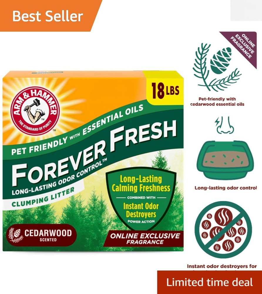 Forever Fresh Cedarwood Clumping Cat Litter 18lb - Natural Odor Control & Pet-Safe
