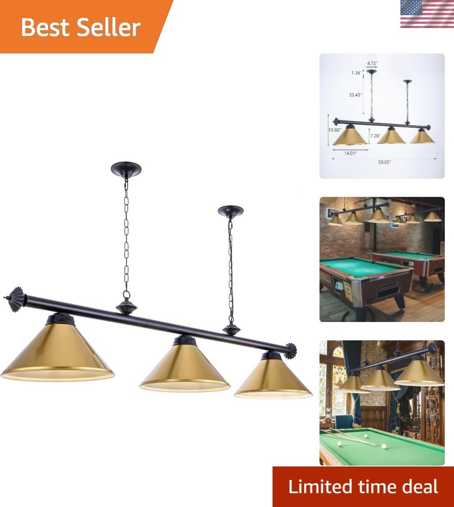 3 Light Pool Table Light, Billiard Lighting with Metal Lamp Shades Modern Kit...