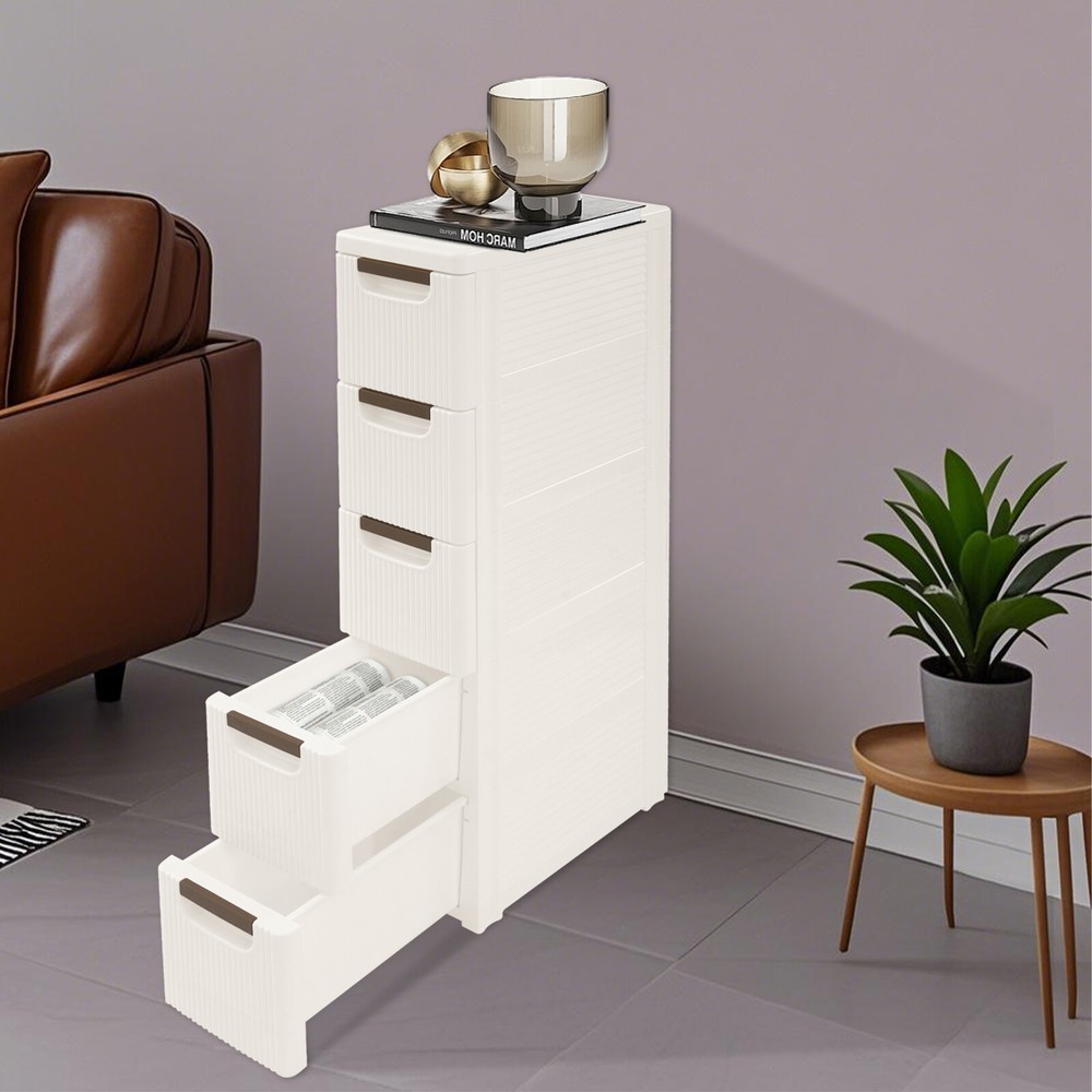 Mobile Slim 5-Drawer Storage Cart Organizer for Office or Bedroom