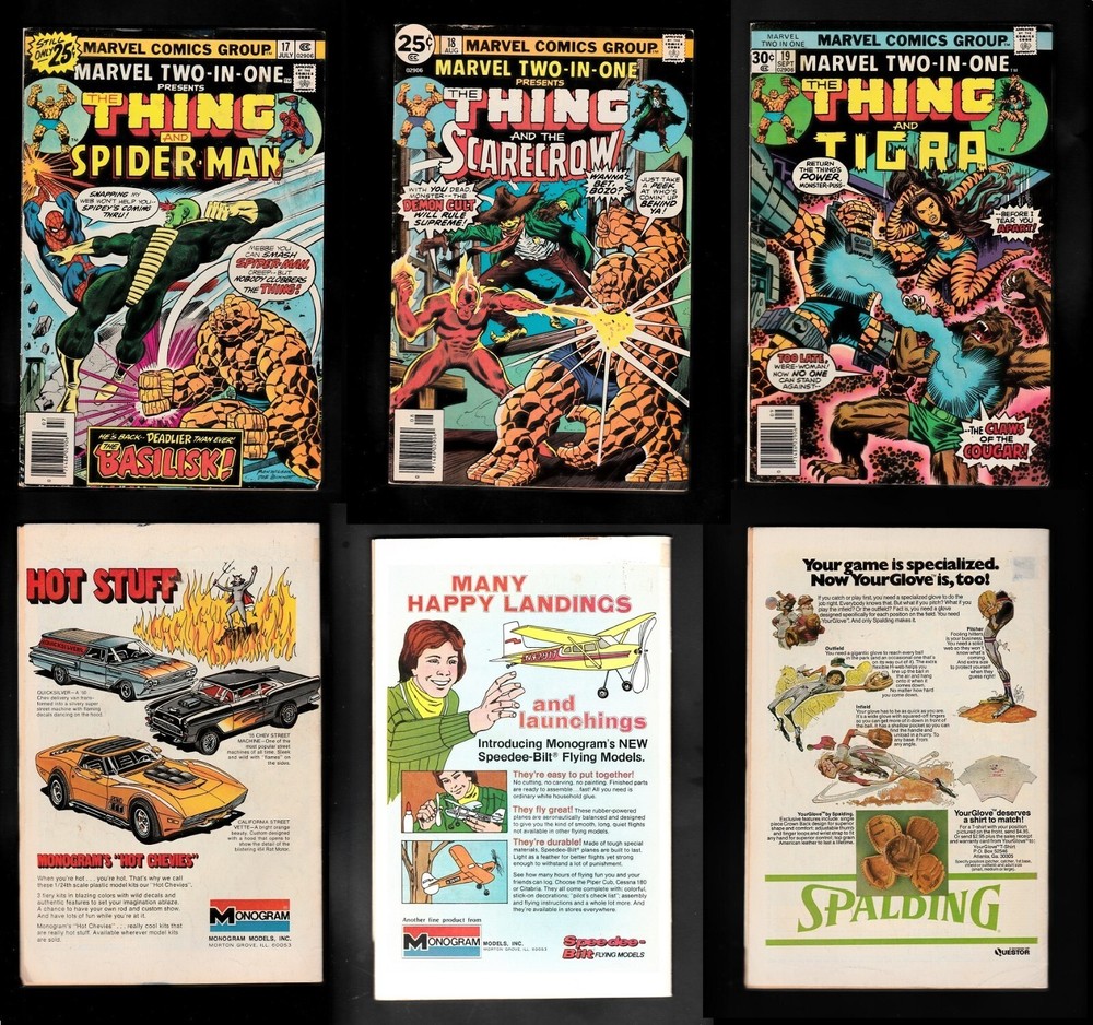 MARVEL TWO IN ONE Comics 17 18 19 Featuring Spider-Man Thing Basilisk Scarecrow Tigra
