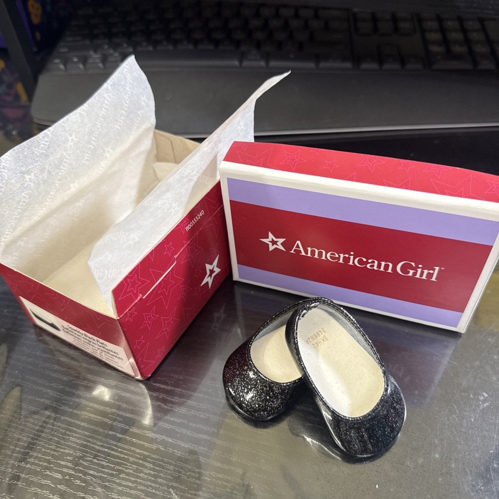 American Girl Sparkly Black Flats - Stylish Kids Dress Shoes