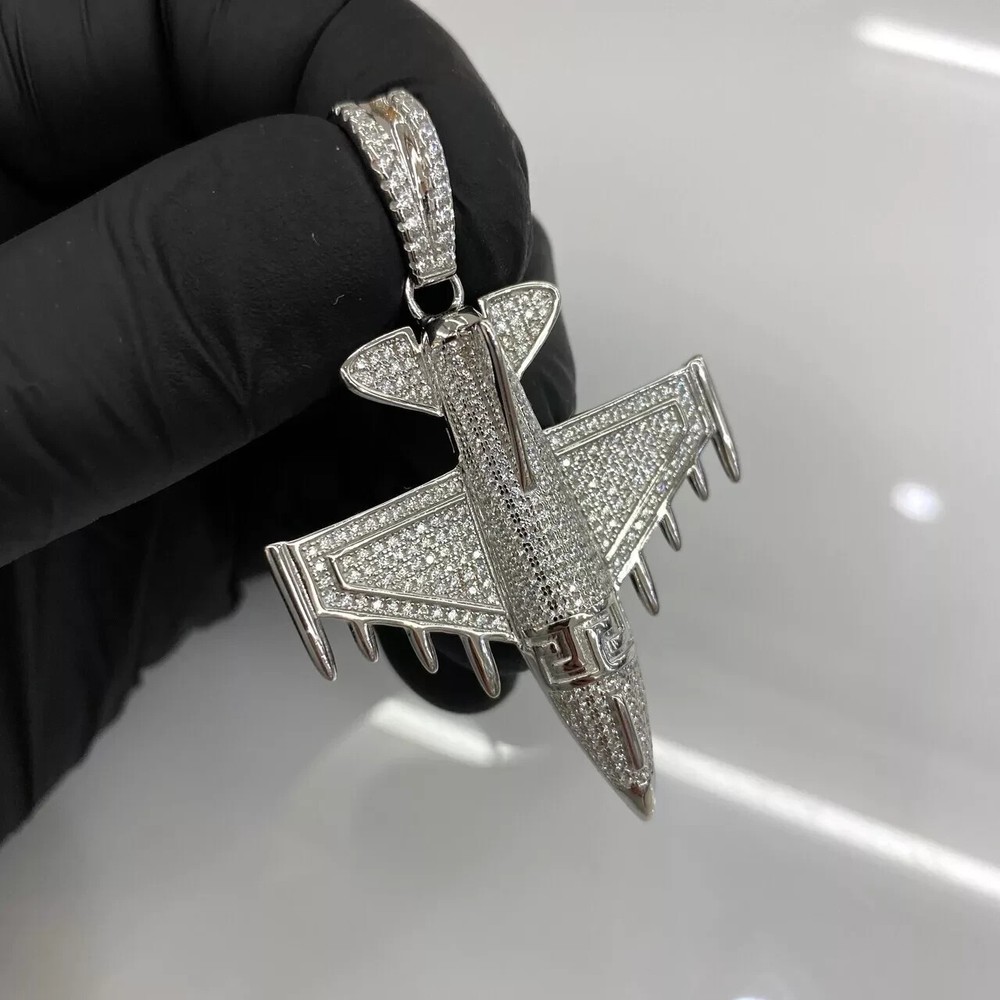 3Ct Round Cut Moissanite Men's Pendant in 14K White Gold