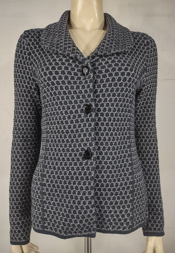 Pendleton Black Gray Cotton Blend Button Front Cardigan Sweater Womens Size Small