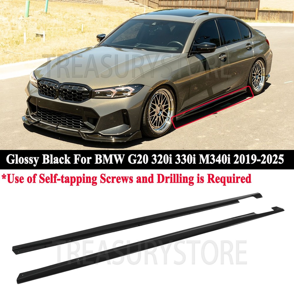For BMW G20 320i 330i M340i 2019-2025 CMS Style Gloss Black Side Skirt Extension