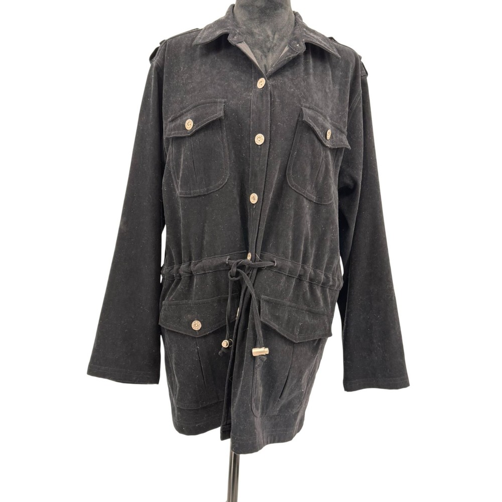 Vintage Denim Co Womens M Barn Utility Jacket with Button and Drawstring Waist