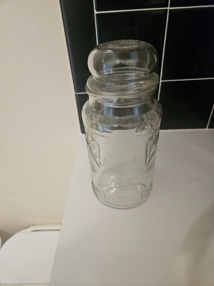 Mr. Peanut Planters Peanuts Vintage 1980 10” Tall Glass Jar with Lid