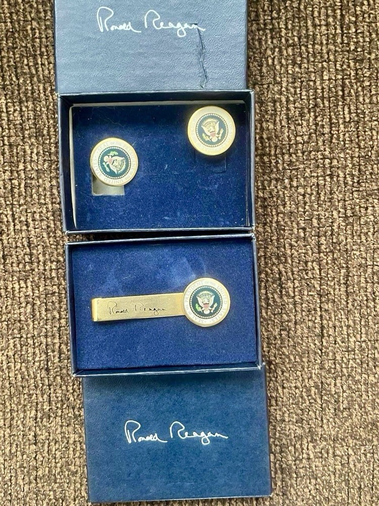 President Ronald Reagan Cuff Links and Clip