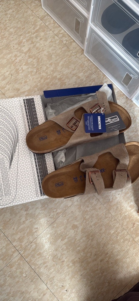 Birkenstock Arizona Men's Size 13 US 45 EU Taupe Suede Sandals Soft Footbed