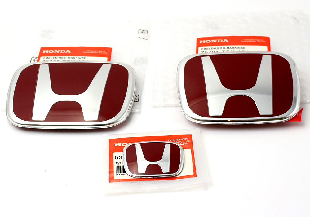 Front Rear Steer-Wheel 3PCS Genuine Emblem For 2016-21 CIVIC Sedan Coupe 4Dr JDM