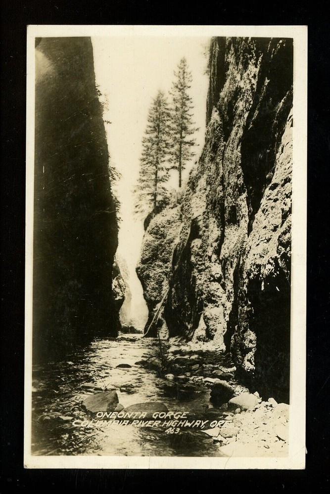 Vintage RPPC Oregon Columbia River Highway Oneonta Gorge Falls Real Photo Postcard
