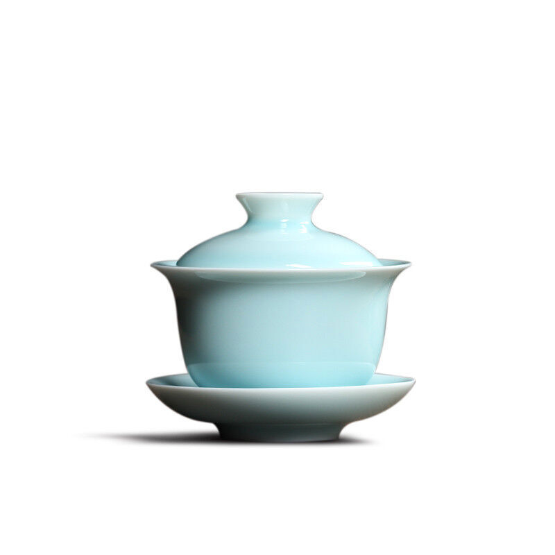 Настоящая фарфоровая чайная чаша Longquan Celadon Gaiwan с крышкой чашка блюдце покрытые чаши новая