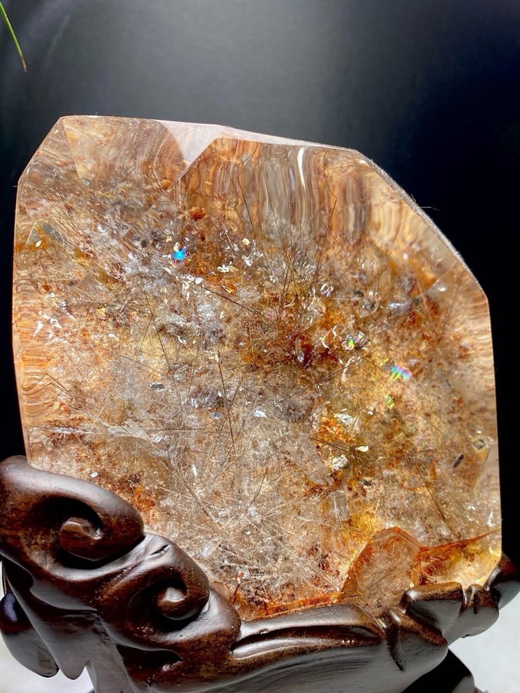 3.7LB AAA Natural Ghost Phantom Quartz Obelisk Rutile Crystal Wand Tower