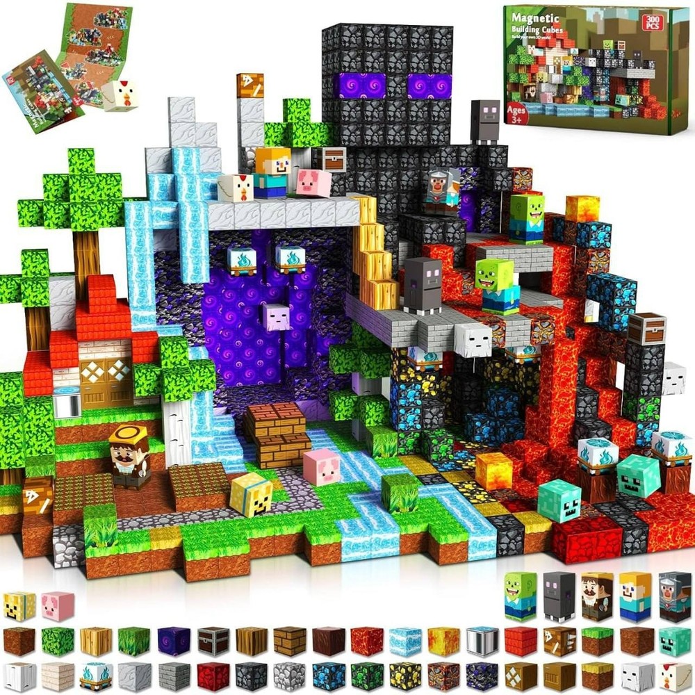 Magnetic Blocks Building for kids 300 pcs Construction STEM Toy Educationa Set