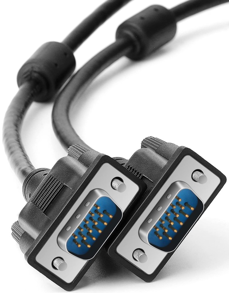 1.5ft Black VGA Male to Male HD 1080p Monitor Cable 15-Pin