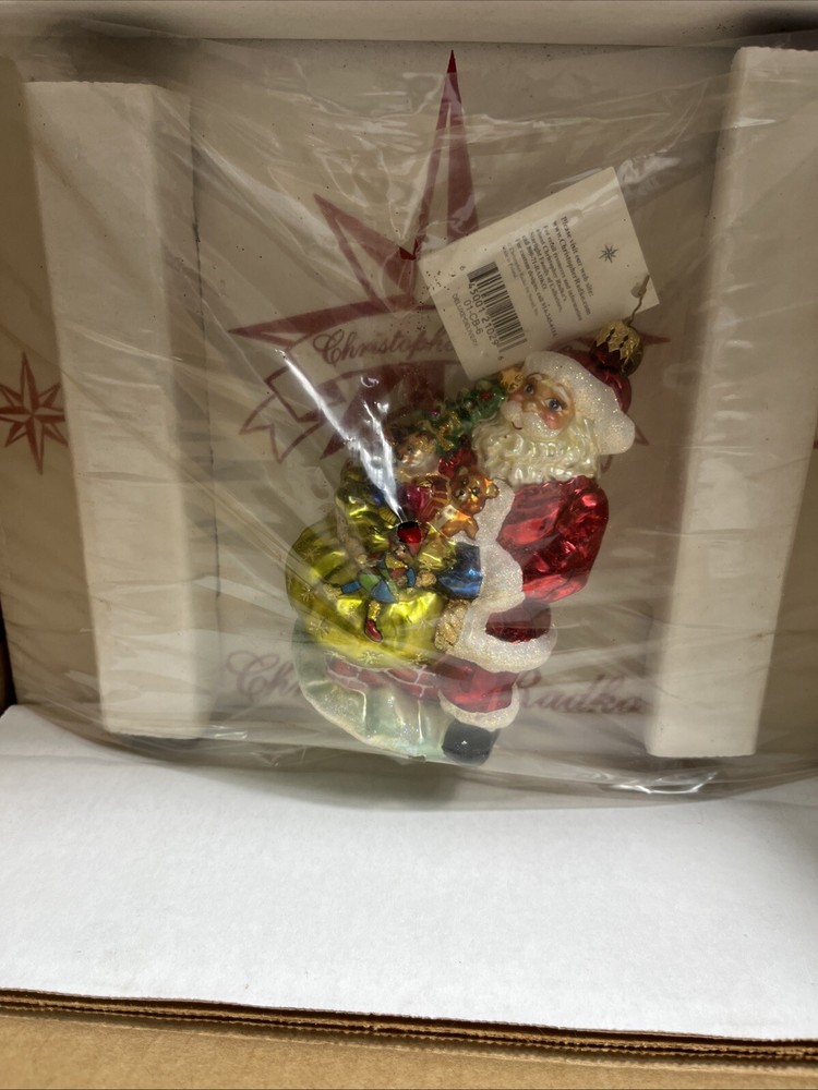 Christopher Radko Deluxe Delivery Glass Christmas Ornament Santa Claus 5” NEW