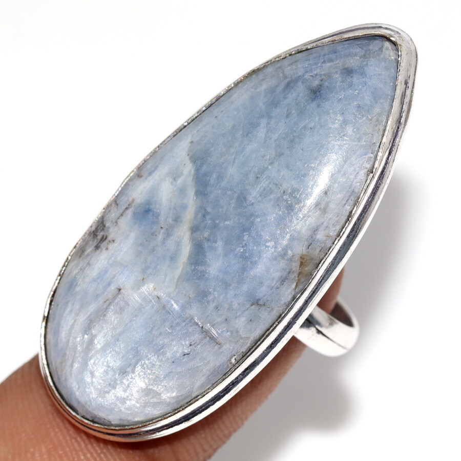 Kyanite 925 Silver Plated Handmade Gemstone Ring Size 8.5 Boho Aesthetic Jewelry JW  