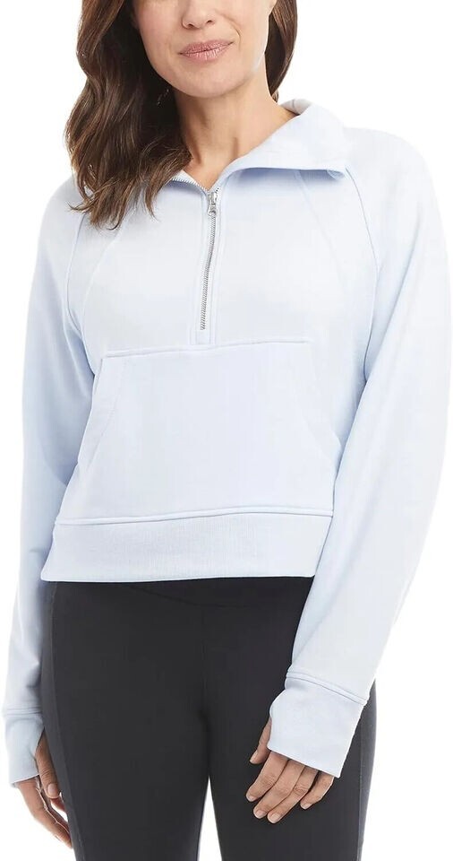Danskin Women's Mixed Rib Half Zip Jacket Sweater, Halogen Blue, Size XL