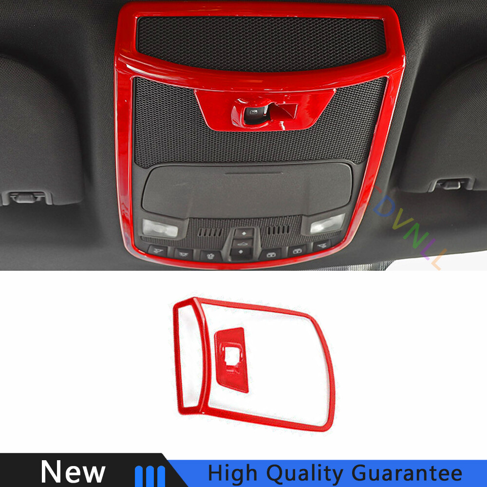 Fit For Ford F-150 2015-2020 Bright Red Front Reading Light Lamp Frame Trim 2PCS