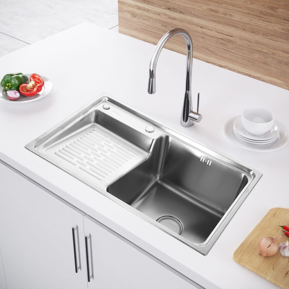 Top Mount Kitchen Sink Drop-In Workstation Sink 304 Stainless Steel Single Bowl
