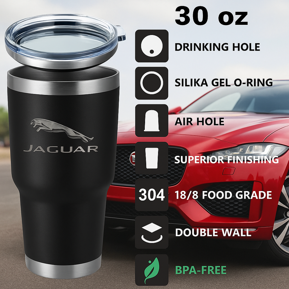 Jaguar 30 oz Tumbler | 2 Sided Lasered and  Insulated | logo, emblem, mug