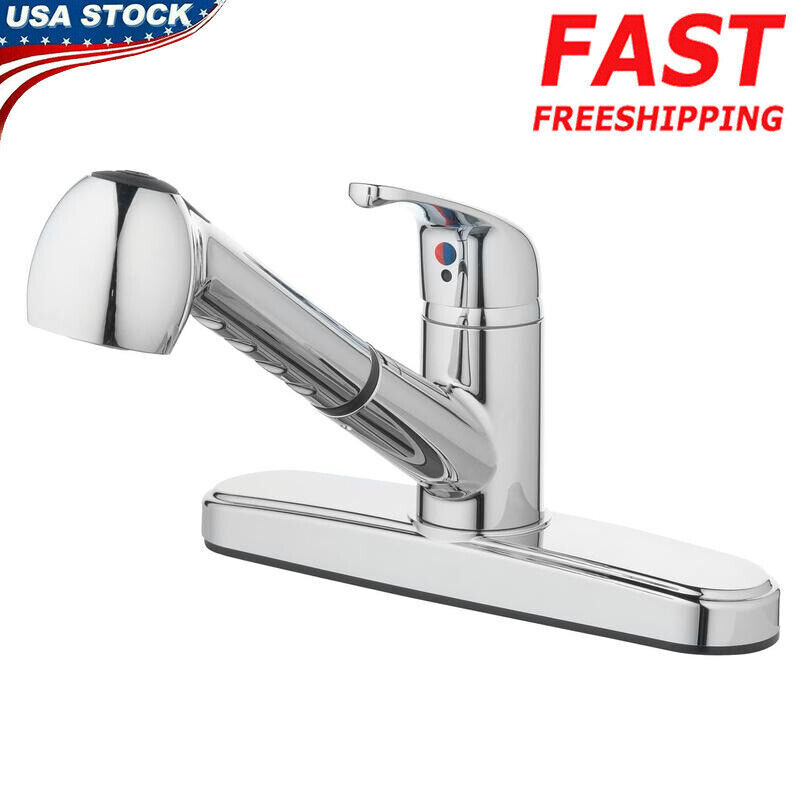 Single Handle Pull-Out Sprayer Kitchen Faucet in Chrome with Two Functions